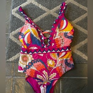 Trina Turk Sevilla Plunge Neckline One-Piece Swimsuit Size 10